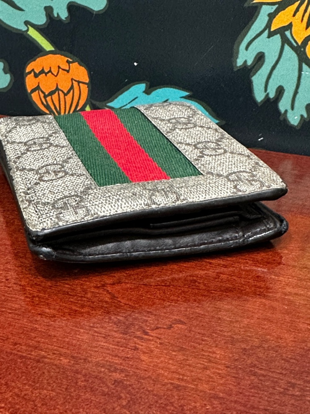 Gucci GG Supreme Web Stripe Bifold Wallet w Box Dust Bag - Picture 3 of 10